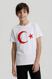 Beyaz Ay Yıldız Baskılı Unisex T-Shirt - 11333