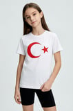 Beyaz Ay Yıldız Baskılı Unisex T-Shirt - 11333