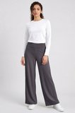 Koyu Gri Comfort Fit Geniş Paça Korsajlı Palazzo Kadın Pantolon - 94681