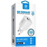 Gan Teknolojisi 48W USB + PD Arbaks Şarj Başlığı Arb-013