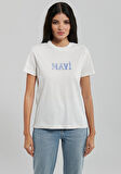 Mavi Logo Baskılı Beyaz Tişört 1612232-70057