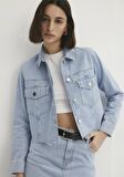 Thalia Mavi Premium Buz Mavi Jean Ceket 1110289-86792