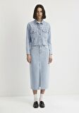 Thalia Mavi Premium Buz Mavi Jean Ceket 1110289-86792