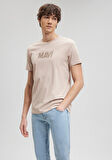 Mavi Logo Baskılı Bej Tişört 066846-70043