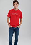 M067115-70471 Mavi Erkek İstanbul Baskılı T-Shirt Kırmızı