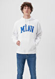 Mavi Miav Baskılı Kapüşonlu Sweatshirt 0S10122-620
