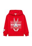 Mavi Bugs Bunny Baskılı Kapüşonlu Kırmızı Sweatshirt 7S10036-70471