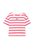 Mavi Logo Baskılı Pembe Çizgili Crop Tişört 7610182-71111