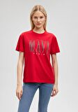 Mavi Logo Baskılı Kırmızı Tişört 1611990-70463