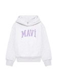 Mavi Logo Baskılı Kapüşonlu Gri Sweatshirt 7610035-85438
