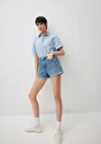 Cherry 90lar Gölgeli İndigo Mavisi Jean Şort