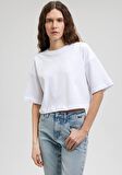 Mavi Beyaz Basic Crop Tişört 1612377-620
