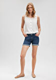 Pixie Casual Vintage Derin Mavi Jean Şort