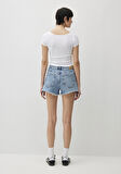 Rosie 90lar Gölgeli İndigo Mavisi Jean Şort 1447487078