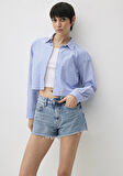Rosie 90lar Gölgeli İndigo Mavisi Jean Şort 1447487078