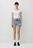 Rosie 90lar Gölgeli İndigo Mavisi Jean Şort 1447487078