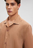 Keten Karışımlı Kahverengi Gömlek 0210885-70369