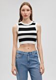 Mavi Çizgili Crop Triko Top 1710098-85407