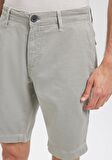 Keten Karışımlı Gri Chino Şort 0436187706