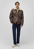 Suni Kürk Detaylı Kahverengi Suni Deri Ceket 0110460-71603