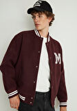 M Baskılı Bordo Bomber Ceket 0110394-70434