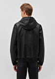 Kapüşonlu Siyah Suni Deri Ceket 0110437-900