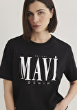 Mavi Logo Baskılı Siyah Tişört 1611990-900