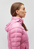 Dik Yaka Pembe  Şişme Mont 110698-85523