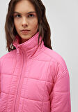 Dik Yaka Pembe Şişme Mont 1110260-86413