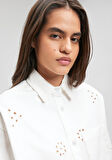 Nyra Akdeniz Beyaz Nakışlı Jean Gömlek 1210770-87994