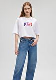 Mavi Logo Baskılı Beyaz Tişört 1612516-620