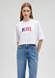 Mavi Logo Baskılı Beyaz Tişört 1612516-620