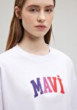 Mavi Logo Baskılı Beyaz Tişört 1612516-620