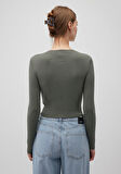 Bisiklet Yaka Haki Crop Kazak 1710474-70123