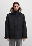 Kapüşonlu Siyah Parka 0110472-900