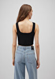 Kare Yaka Siyah Crop Top 1612657-900