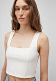 Kare Yaka Beyaz Crop Top 1612657-70057