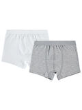 Civil Boys Erkek Çocuk 2'li Boxer Set 2-10 Yaş Gri-Beyaz