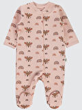Civil Baby Kız Bebek Patikli Tulum 1-6 Ay Pudra