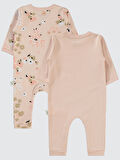 Civil Baby Kız Bebek Patiksiz Tulum 3-9 Ay Pudra