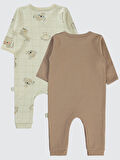 Civil Baby Erkek Bebek 2'li Patiksiz Tulum 3-9 Ay Kahve