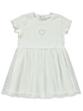 Civil Girls Kalp Baskılı Tüllü 2-5 Yaş Elbise - Ekru 3-4 Yaş