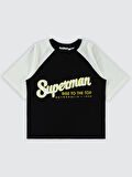 Süperman Erkek Çocuk Tişört 10-13 Yaş Siyah