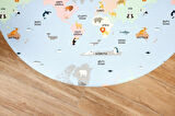 World Map Yuvarlak Oyun Matı-Halısı 140cm | 12 mm, Darbe Emici, Isı Yalıtımlı, Çift Yönlü