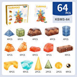 Cubimag 64 Parçalı Premium Manyetik Oyuncak/Bloklar Seti (Manyetikli Küpler) (KBMS-64 )