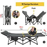 EFSANE KAMP - Konfor Ultralight Kampet Portatif Kamp Yatağı Gri -  190x68x35cm
