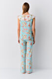 Suwen Flowers Askılı Maskülen Pijama Takımı