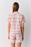 Suwen Plaid Maskülen Şort Pijama Takımı