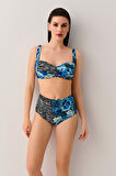 Suwen Azure Drapeli Bikini Üst