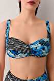 Suwen Azure Drapeli Bikini Üst